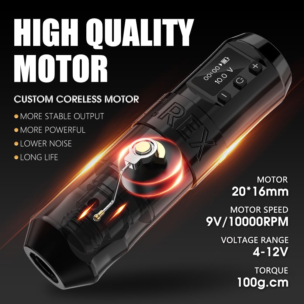 Amazon | U-REX ワイヤレスタトゥーマシン 1800mAh電源 コアレス